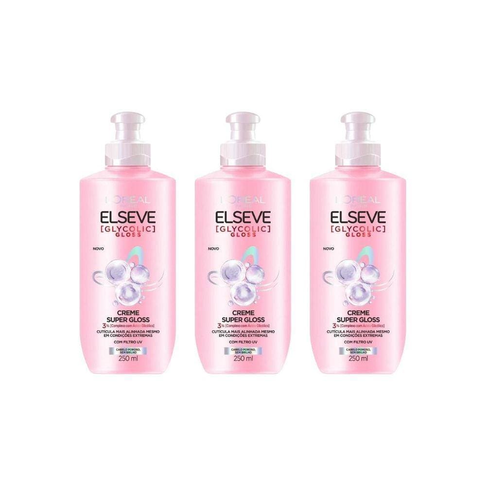 Creme Para Pentear Elseve 200Ml Glycolic Gloss - Kit C/3Un