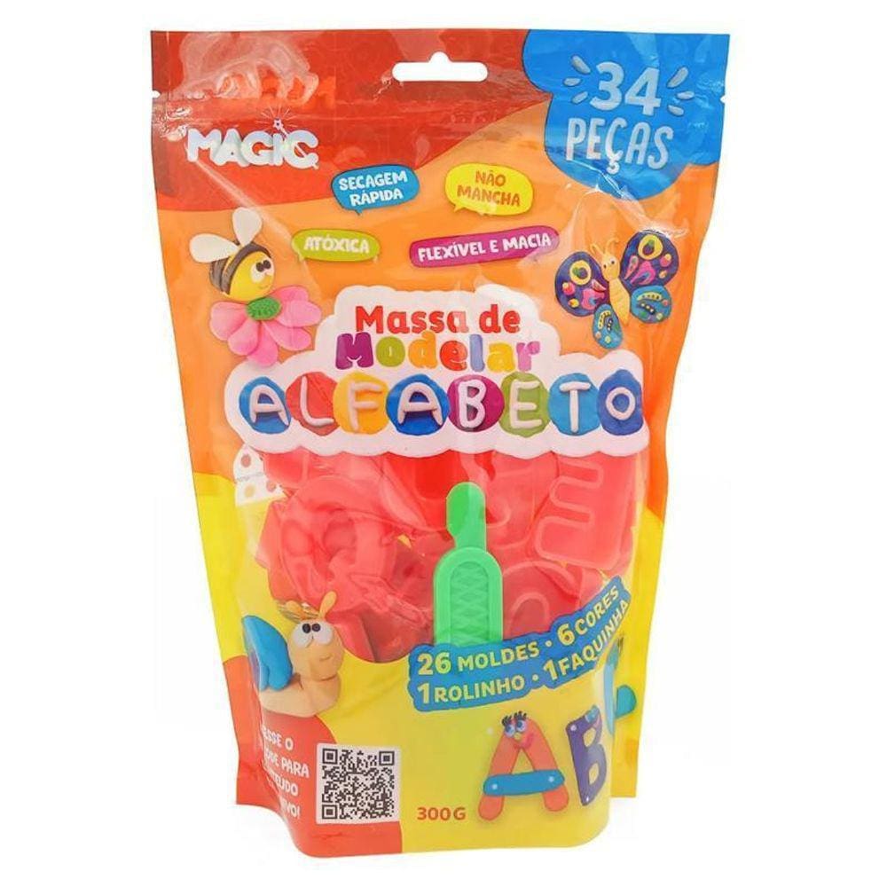 Massa Modelar Alfabeto 34 Pecas