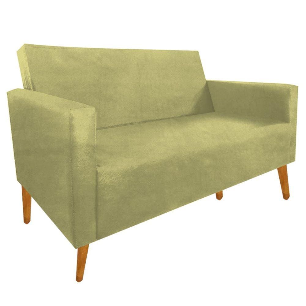 Namoradeira Milena 02 Lugares Suede Pé Palito Amarelo