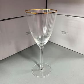 Taça de Vidro Wolff 400 ml Borda Dourada Lines 2 Peças