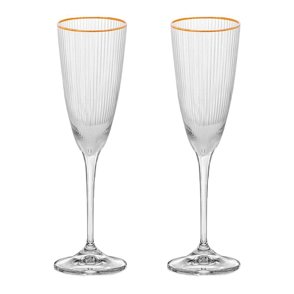 Taça de Vidro Wolff 300 ml Borda Dourada Lines 2 Peças