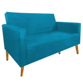 Namoradeira Milena 02 Lugares Suede Pé Palito Turquesa Suede