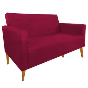 Namoradeira Milena 02 Lugares Suede Pé Palito Vermelho Suede
