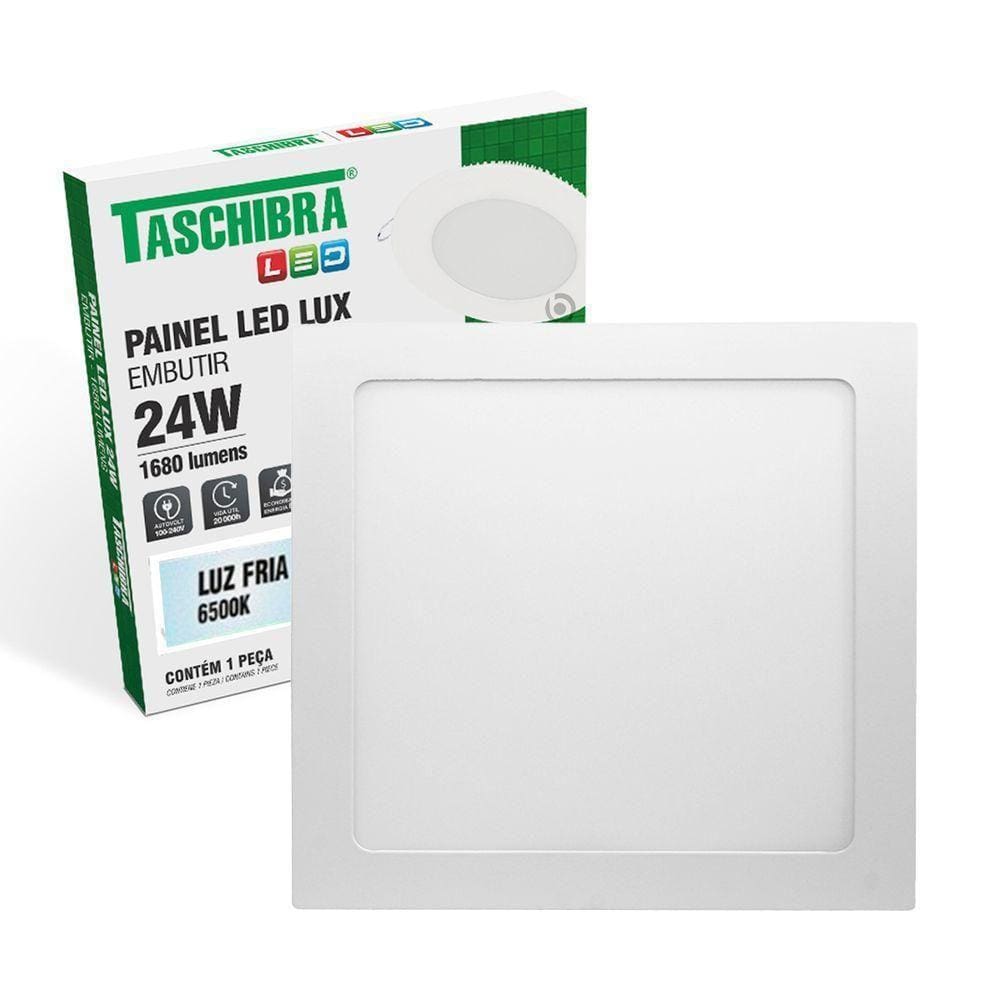 Painel De Led Quadrado Embutir 24w Bivolt Taschibra 6500k Luz Fria