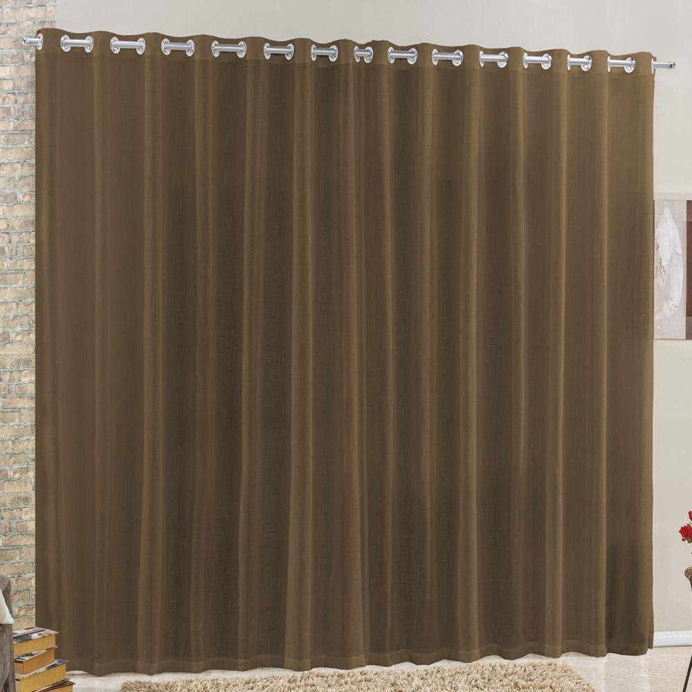 Cortina 4 Mts Sala Quarto Voal E Linho Para Varão Tabaco