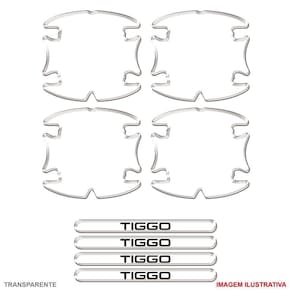 Jogo Adesivo Protetor Maçaneta Carro Tiggo Resinado Transparente Transparente