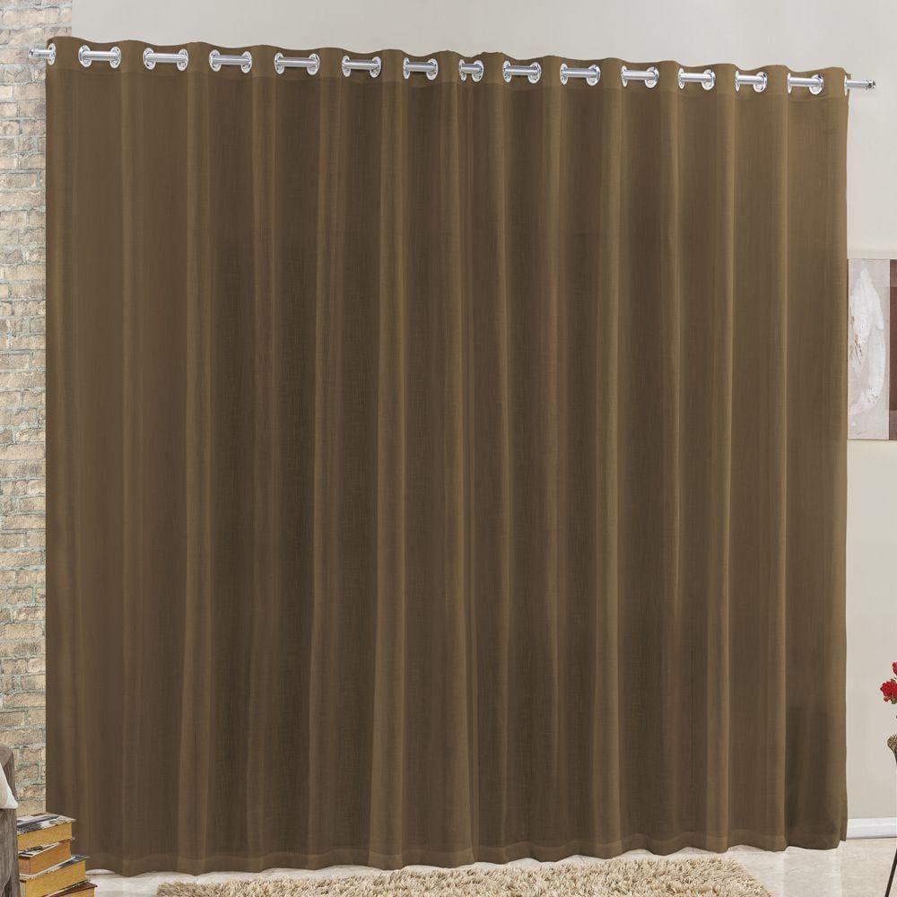 Cortina 3 Mts Sala Quarto Voal E Linho Para Trilho Comum Barata Tabaco