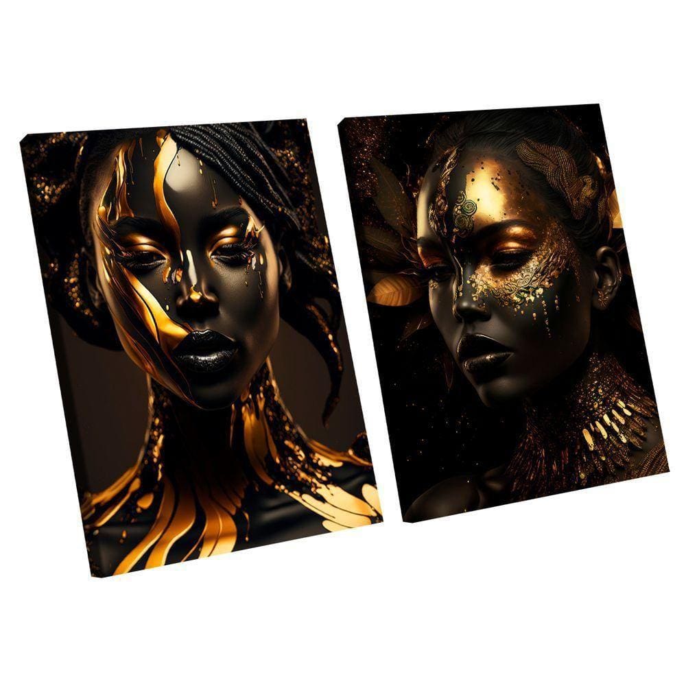 Quadro Dupla Negras Golden -- Br Artes