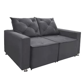 Sofá Retrátil E Reclinável 2 Lugares Bariloche Veludo Cinza Speciale Home Cinza
