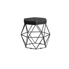 Puff Decorativo Onix Com Armação Preto Para Sala Em Linho
