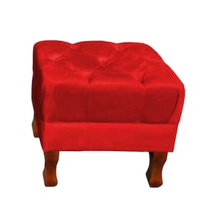 Puff Decorativo Retrô Luis Xv Quadrado Em Capitonê Suede