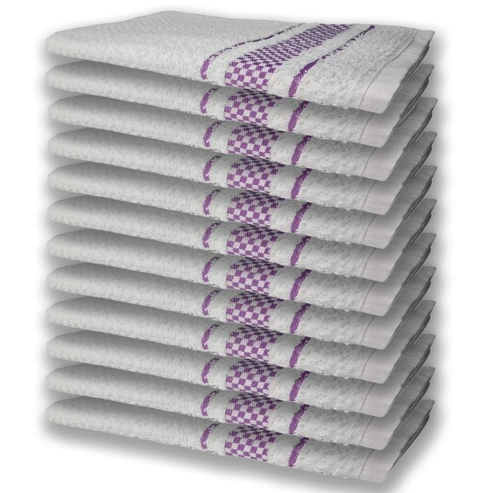 12 Panos De Prato Atoalhado Felpudo Lilás