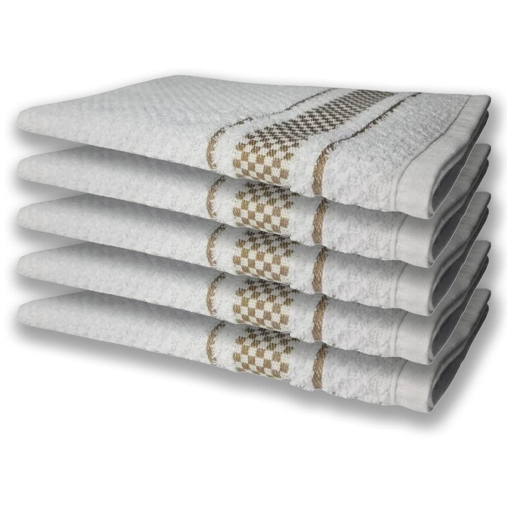 5 Panos De Prato Atoalhado Felpudo Marrom