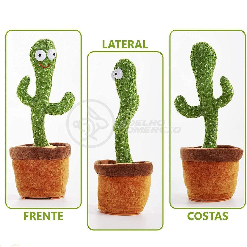 Brinquedo Cacto Dançante Pelúcia 120 Músicas Fala Repete Usb