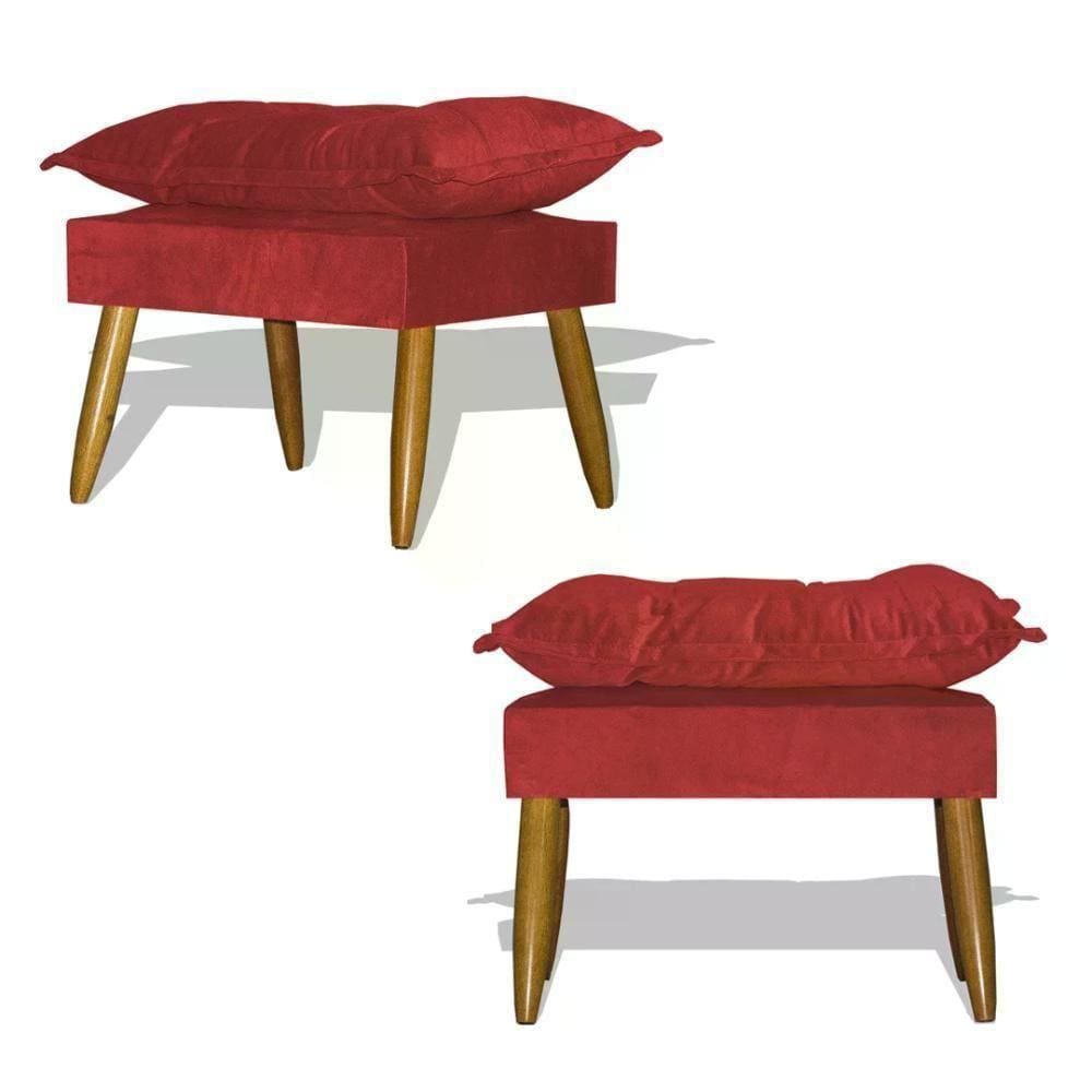 Kit 02 Puff Decorativo Opala - Vermelho Vermelho