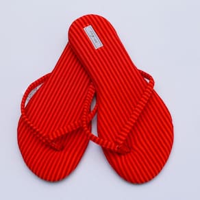 Chinelo Feminino Viz Charlotte 39/40 Listrado Vermelho e Coral