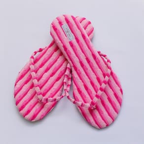 Chinelo Feminino Viz Charlotte 37/38 Listrado Em Atoalhado Rosa