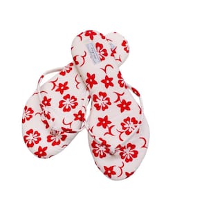 Chinelo Feminino Viz Charlotte 35/36 Floral Vermelho e Creme