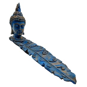 Incensário Canaleta Cabeça de Buda Tibetano Azul