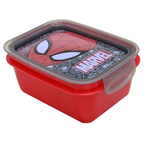 Marmita com Divisórias e Trava Infantil 850ml Homem-Aranha Vermelha Almoço - Plasútil
