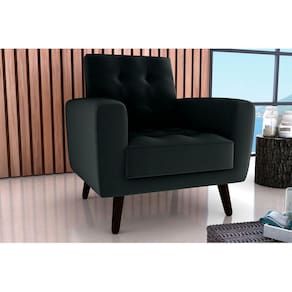 Poltrona Decorativa Lívia Veludo Preto E451 - Matrix
