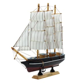 Miniatura Barco Navio De Madeira Veleiro Decorativo ? 29cm