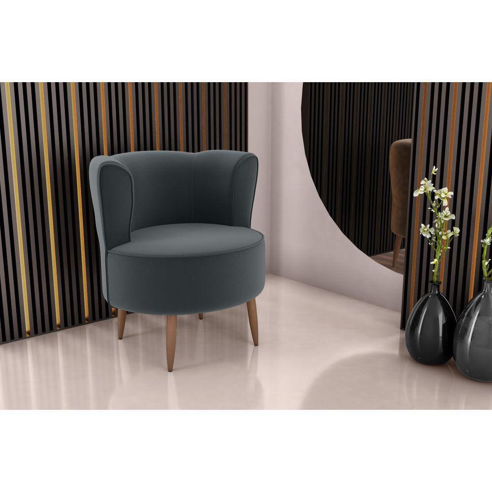 Poltrona Decorativa Savana Veludo Cinza E425 - Matrix