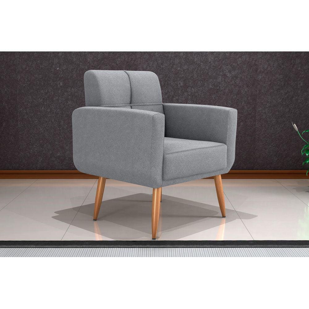 Poltrona Decorativa Havana Boucle Cinza F497 - Matrix