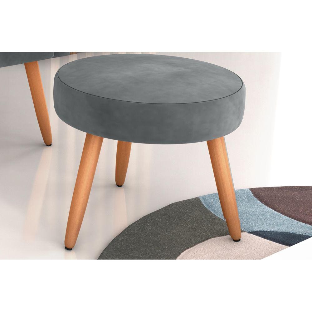 Puff Decorativo Dallas Veludo Cinza E425 - Matrix