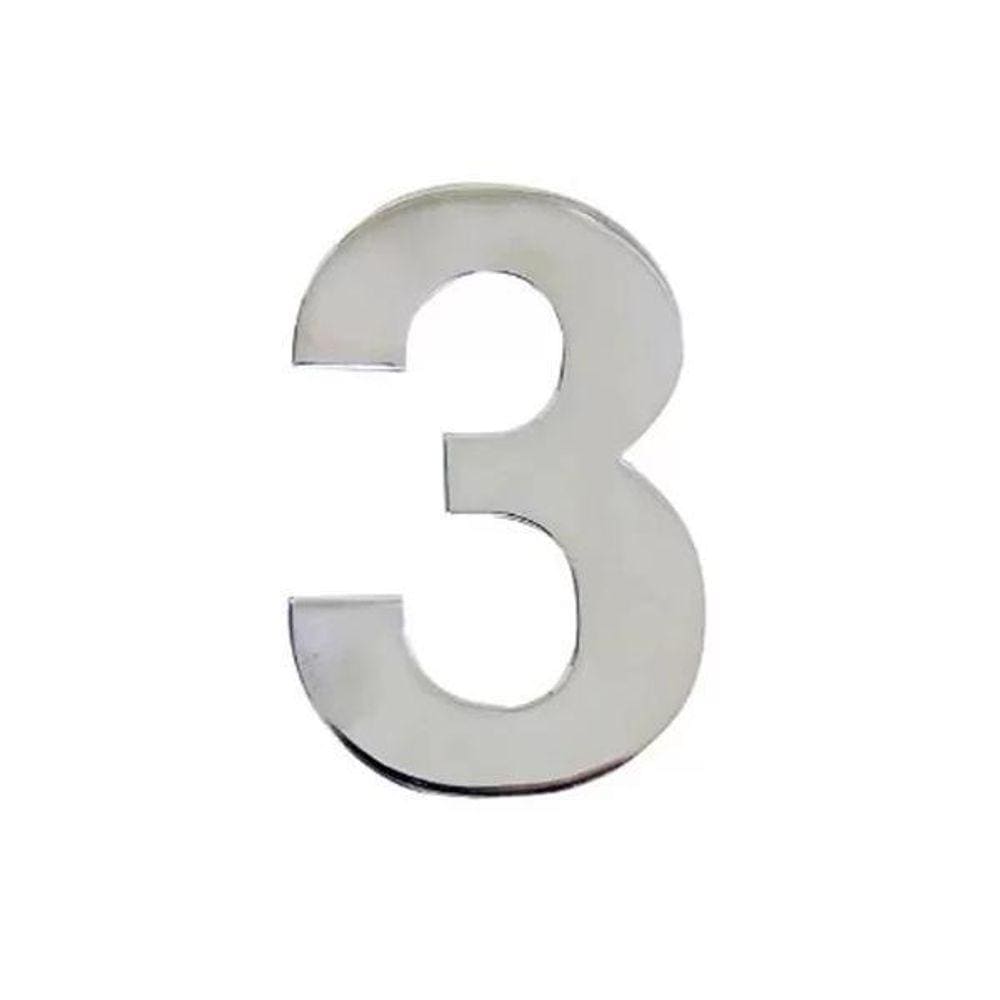 Numeral Três De Plástico Alta Resistência 10Cm Abs Alumínio