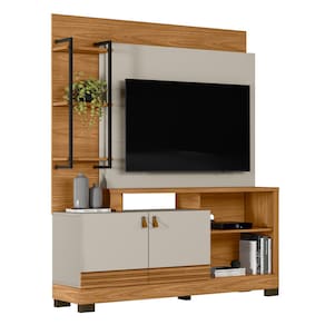 Home para TV 50` com Prateleira Valência Nature Off-White