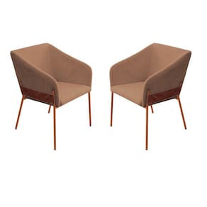 Kit 02 Poltronas Decorativa Jobim Pés De Ferro Bronze Bouclé Marrom - Montanaris Decor