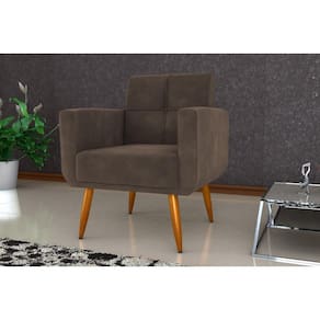 Poltrona Decorativa Havana Veludo Marrom E426 - Matrix