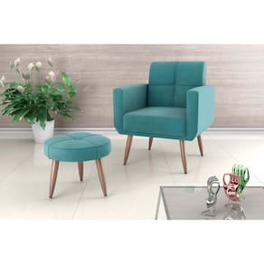 Kit Poltrona +Puff Havana Veludo Verde Menta E437 - Matrix