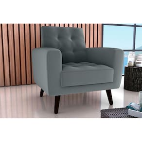 Poltrona Decorativa Lívia Veludo Cinza E425 - Matrix