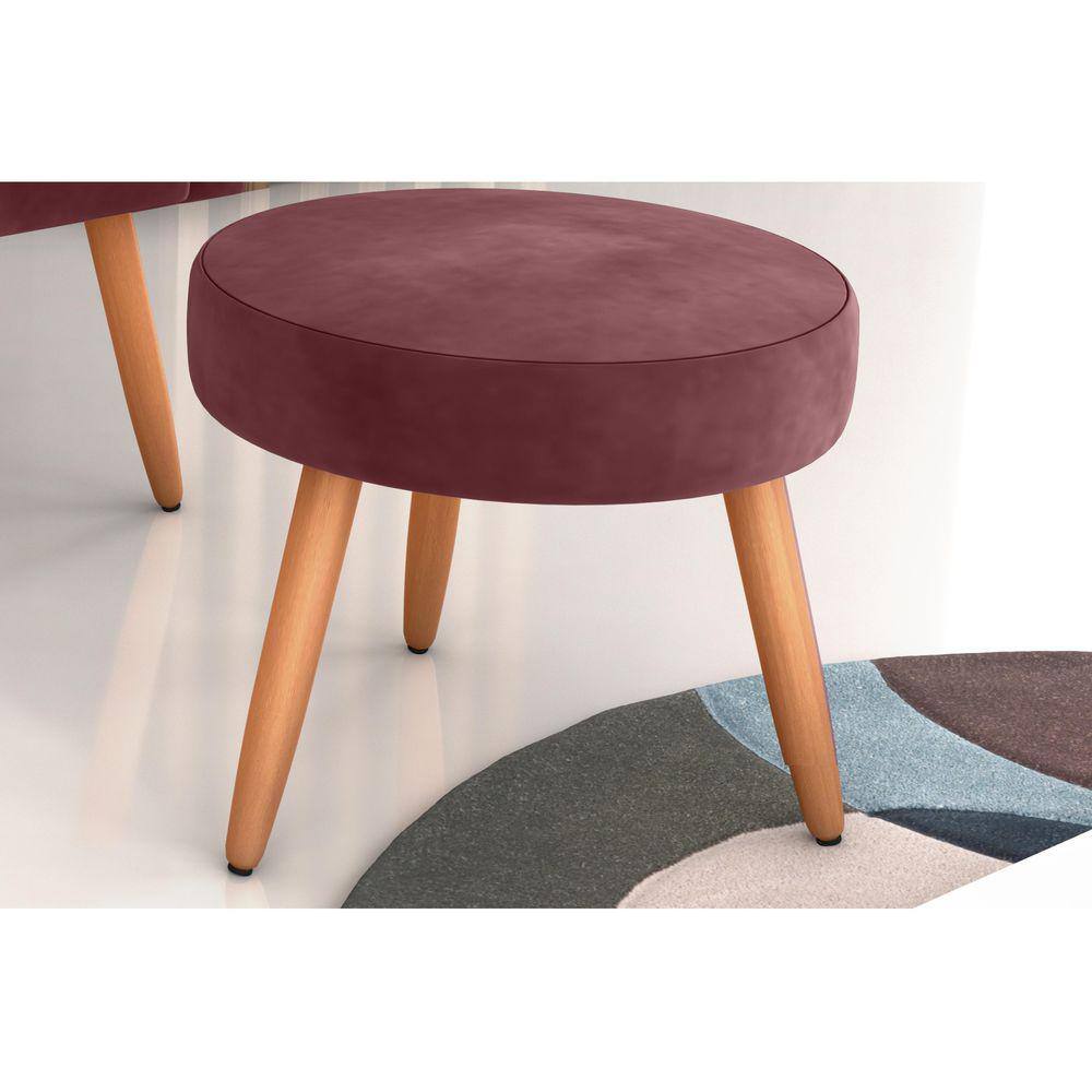 Puff Decorativo Dallas Veludo Vinho E432 - Matrix