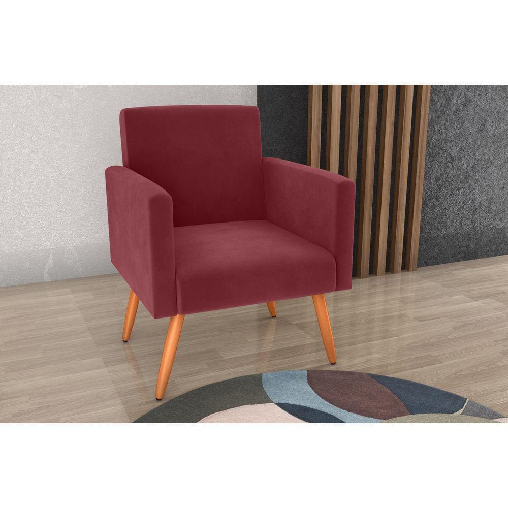 Poltrona Decorativa Dallas Veludo Vinho E432 - Matrix