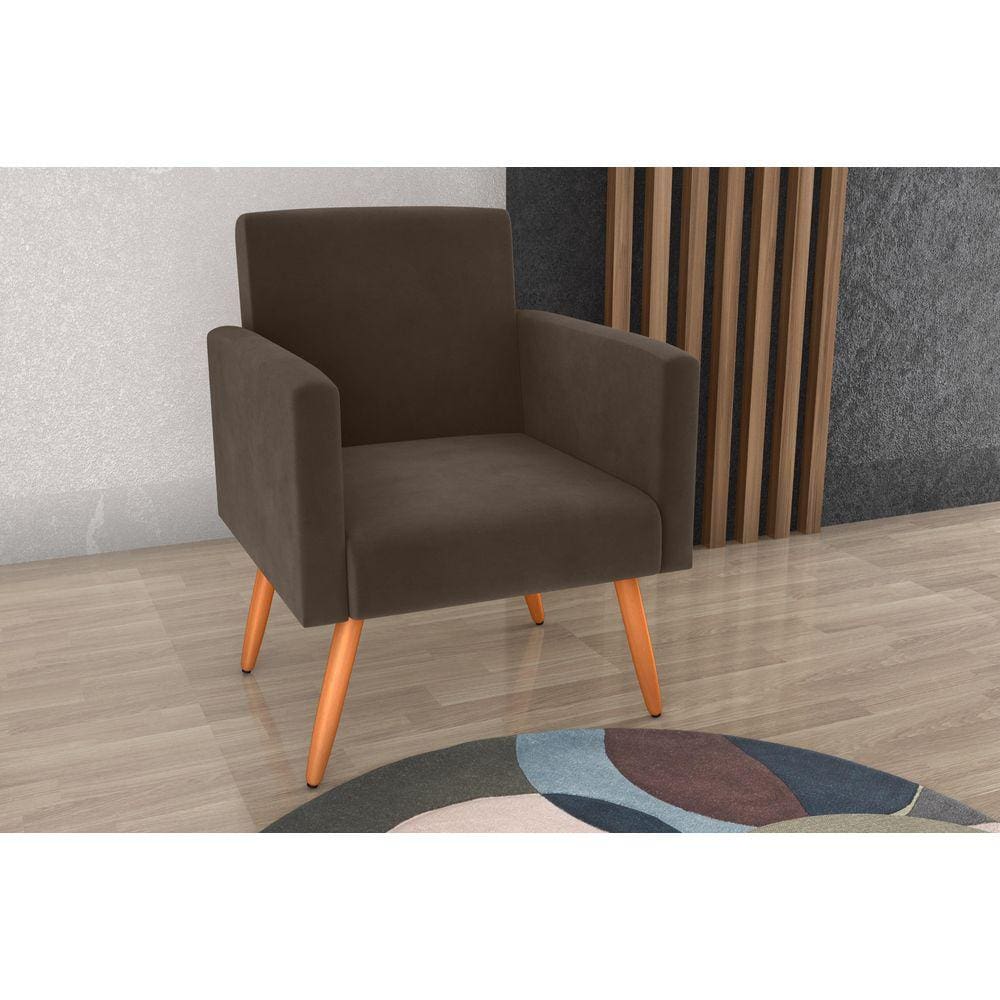 Poltrona Decorativa Dallas Veludo Marrom E426 - Matrix