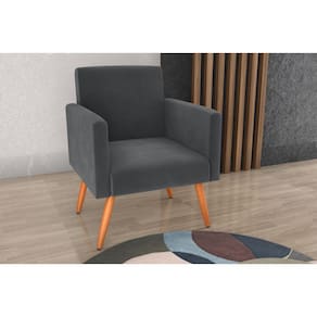 Poltrona Decorativa Dallas Veludo Cinza E425 - Matrix