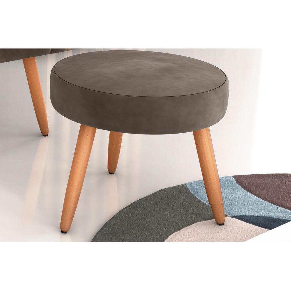 Puff Decorativo Dallas Veludo Marrom E426 - Matrix