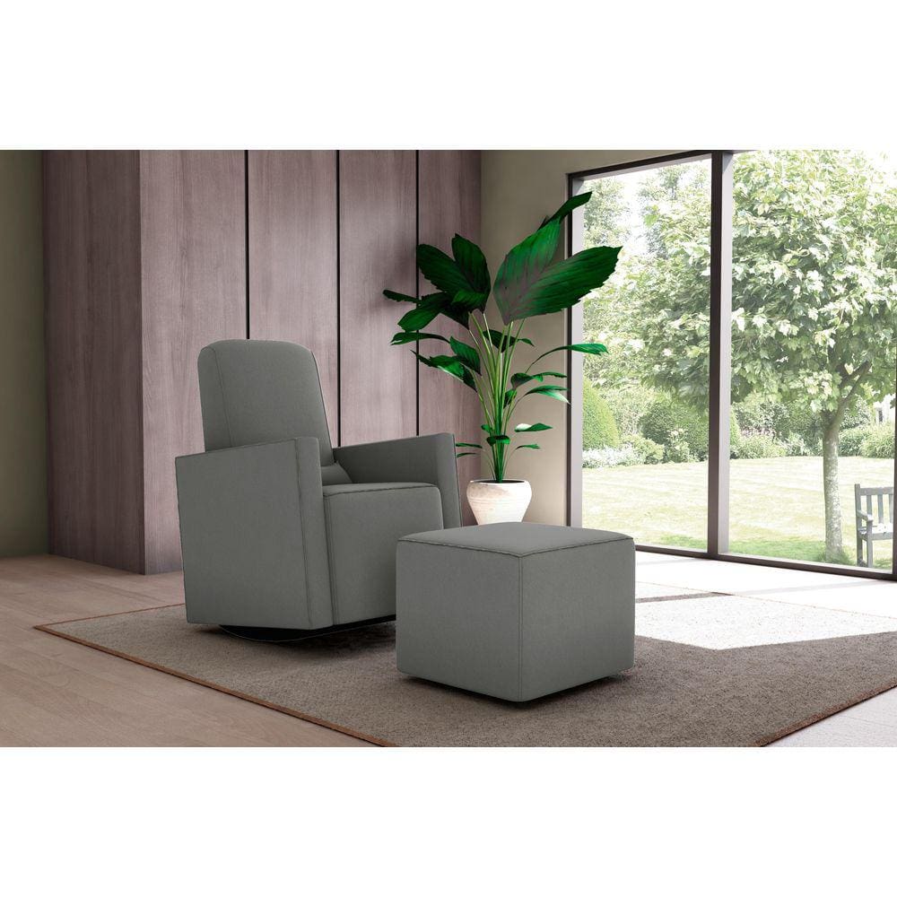 Poltrona Amamentação Balanço C/Puff Annecy Suede Cinza B250 - Matrix