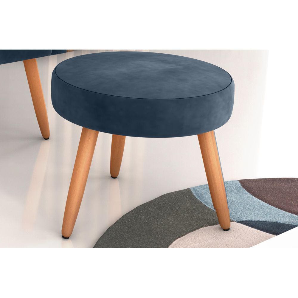 Puff Decorativo Dallas Veludo Azul E433 - Matrix