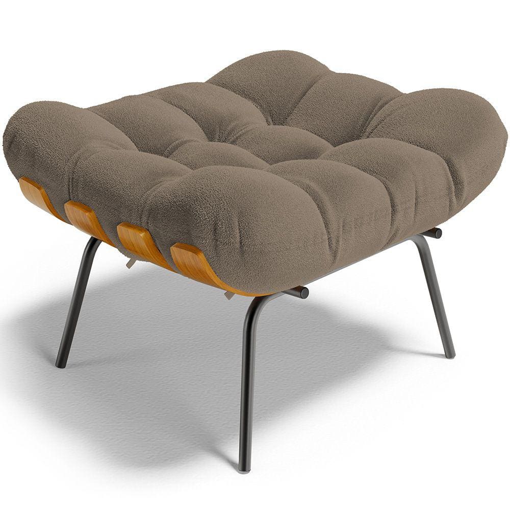 Puff Decorativo Sala de Estar Costela L02 Bouclê Bege - Lyam Decor