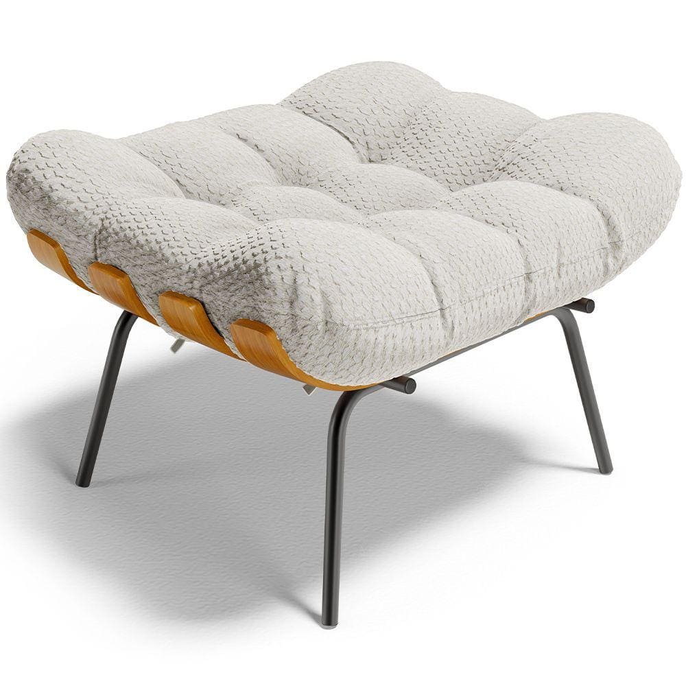 Puff Decorativo Sala de Estar Costela L02 Bouclê Cru - Lyam Decor