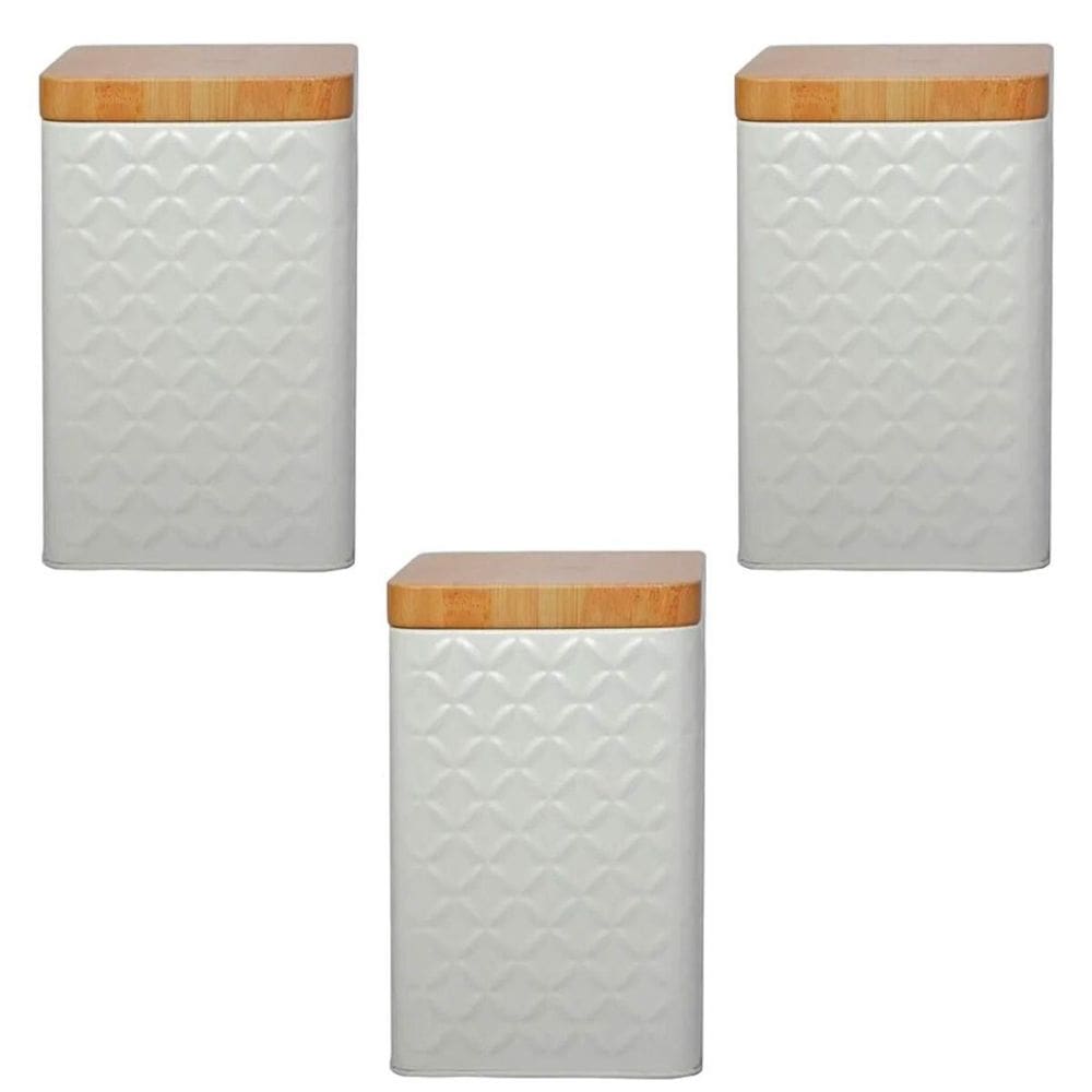 Kit 3 Porta Mantimento Tampa Bambu Cozinha Café Açucar Ração