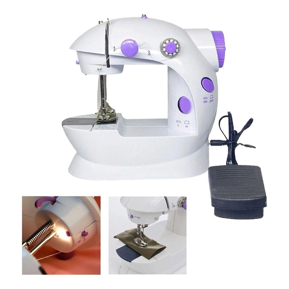Mini Maquina de Costura Domestico Portatil Led Pedal Pequenos Reparos Blusa Pano Lenço Portatil Compacto