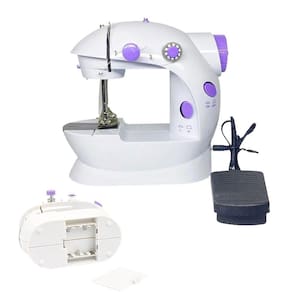 Mini Maquina Costura Reta Pedal Eletrico Led Ponto Ajustavel Portatil Reparo Roupa Manutençao Manga Calça Blusa Lenço Tecido