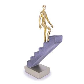 Escultura Decorativa Homem Escada em Poliresina Dourado 16 cm F04 - D`Rossi