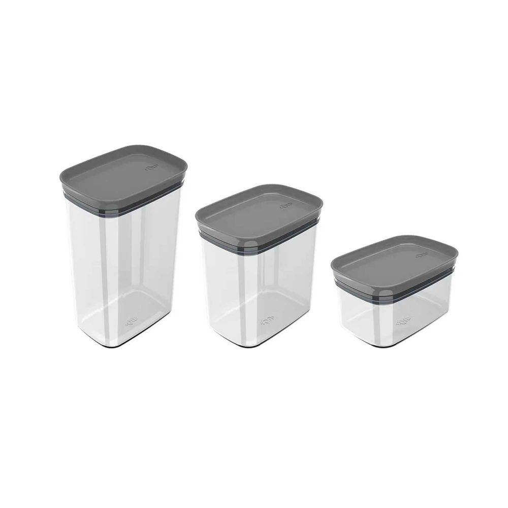 Conjunto de Potes Herméticos Block Modular 3 Peças Chumbo - Ou