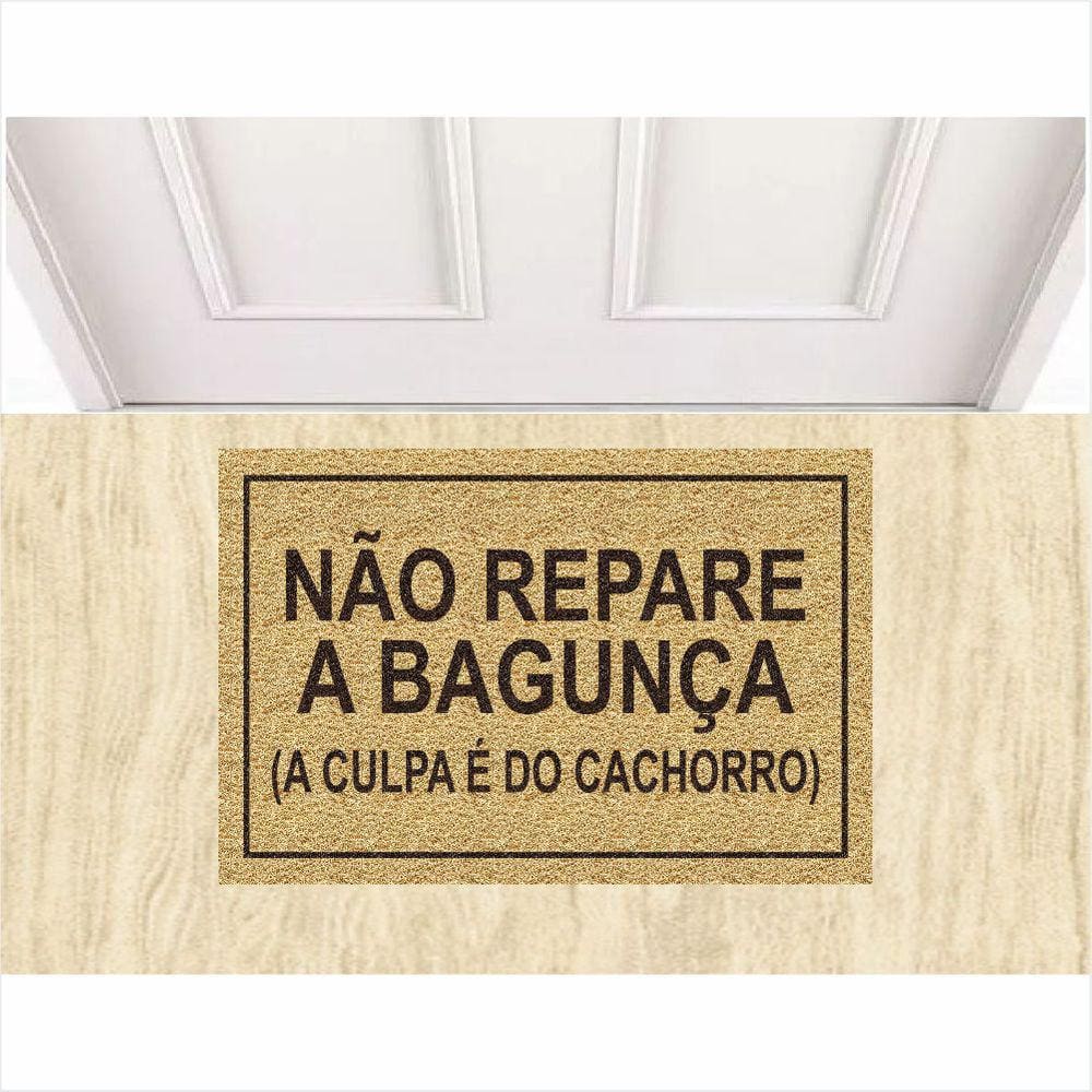 Tapete Vinil Não Repare Na Bagunça 60X40 Bege Antiderrapante